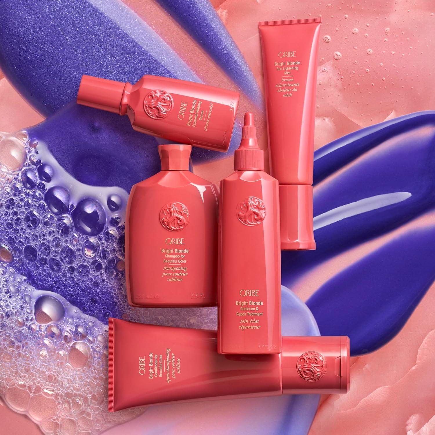 image:imageOribe Bright Blonde Radiance amp Repair Treatment Purple Toning Restorative Hair Treatment Brightens Strengthens amp Repairs ColorTreated Blonde Hair Tones Brassiness 59 oz