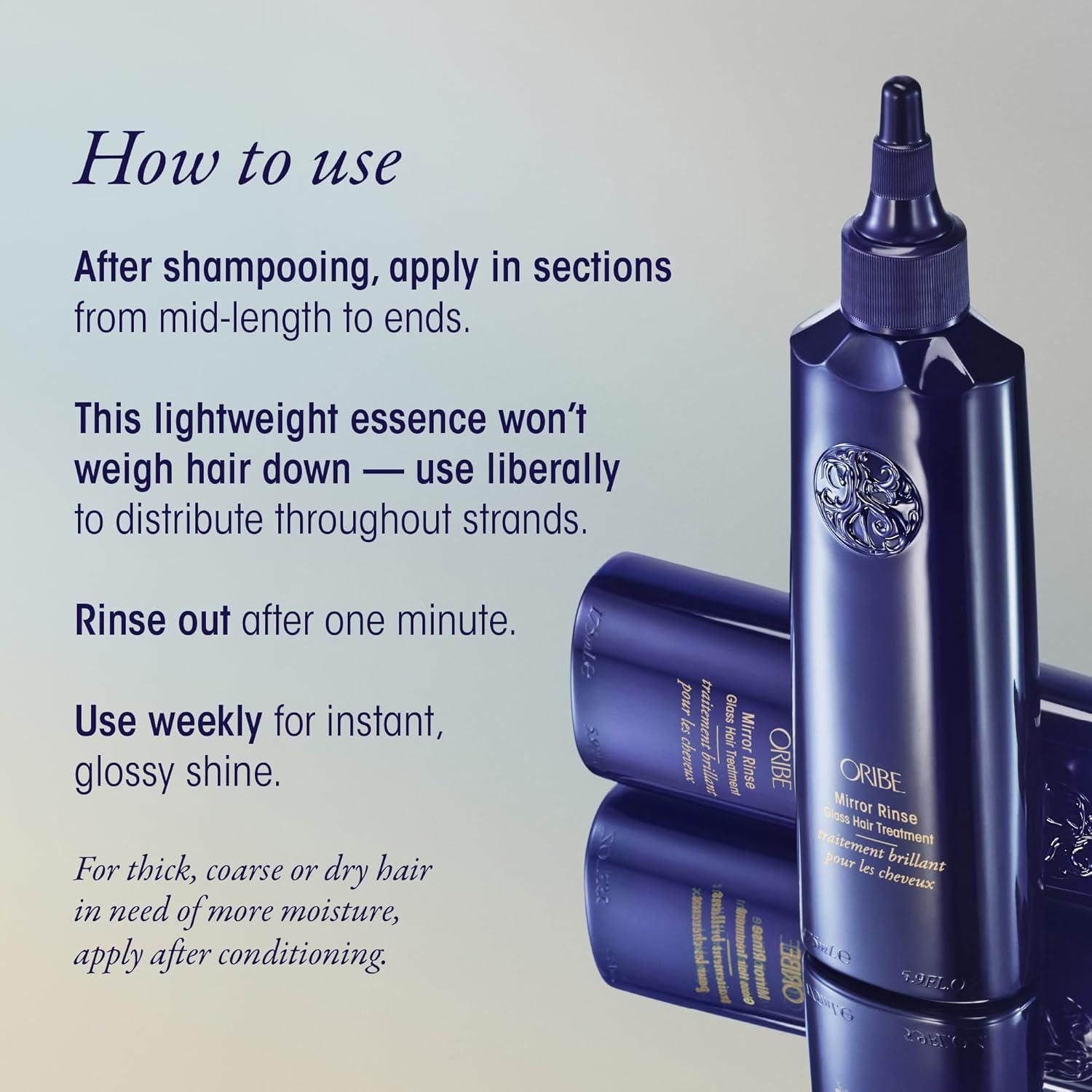 image:imageOribe Mirror Rinse Glass Hair Treatment Smoothing Shine Treatment Mask Hydrates amp Conditions Adds Shine Reduces Frizz Smooths amp Detangles For All Hair Types 59 oz