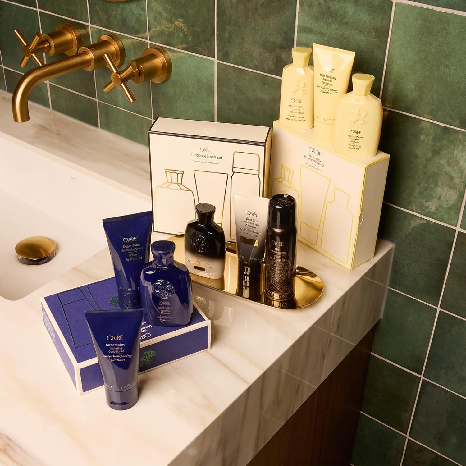 image:imageOribe Supershine Discovery Hair Set Travel Size Hydrating Shampoo 25 fl oz Conditioner 17 fl oz amp Moisturizing Cream 17 fl oz Softens amp Adds Shine Smooths Frizz amp Flyaways